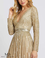 Mac Duggal Long Sleeve Sequins A Line Evening Dress Sale