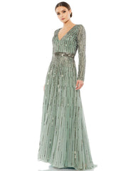 Mac Duggal Long Sleeve Sequins A Line Evening Dress Sale