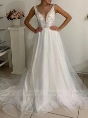 Magic Sparkly Wedding Dresses Beaded Floral Beach Wedding Dress VW1344