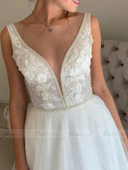 Magic Sparkly Wedding Dresses Beaded Floral Beach Wedding Dress VW1344