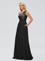 Margaret One-Shoulder Sequins Prom Dresses