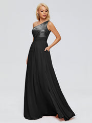 Margaret One-Shoulder Sequins Prom Dresses