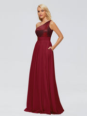 Margaret One-Shoulder Sequins Prom Dresses