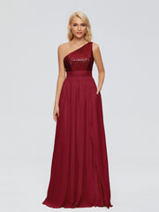Margaret One-Shoulder Sequins Prom Dresses