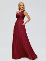 Margaret One-Shoulder Sequins Prom Dresses