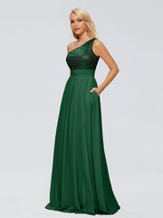 Margaret One-Shoulder Sequins Prom Dresses
