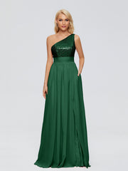 Margaret One-Shoulder Sequins Prom Dresses
