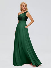 Margaret One-Shoulder Sequins Prom Dresses