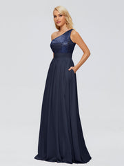 Margaret One-Shoulder Sequins Prom Dresses