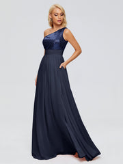 Margaret One-Shoulder Sequins Prom Dresses