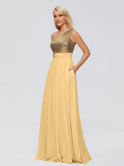 Margaret One-Shoulder Sequins Prom Dresses