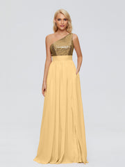 Margaret One-Shoulder Sequins Prom Dresses