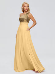Margaret One-Shoulder Sequins Prom Dresses