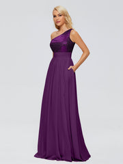 Margaret One-Shoulder Sequins Prom Dresses