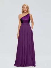 Margaret One-Shoulder Sequins Prom Dresses