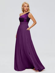 Margaret One-Shoulder Sequins Prom Dresses