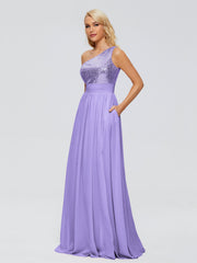 Margaret One-Shoulder Sequins Prom Dresses
