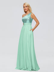 Margaret One-Shoulder Sequins Prom Dresses