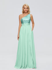 Margaret One-Shoulder Sequins Prom Dresses