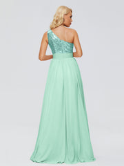 Margaret One-Shoulder Sequins Prom Dresses