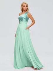 Margaret One-Shoulder Sequins Prom Dresses