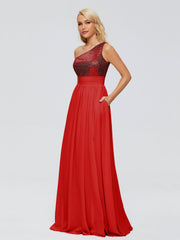 Margaret One-Shoulder Sequins Prom Dresses