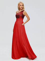 Margaret One-Shoulder Sequins Prom Dresses
