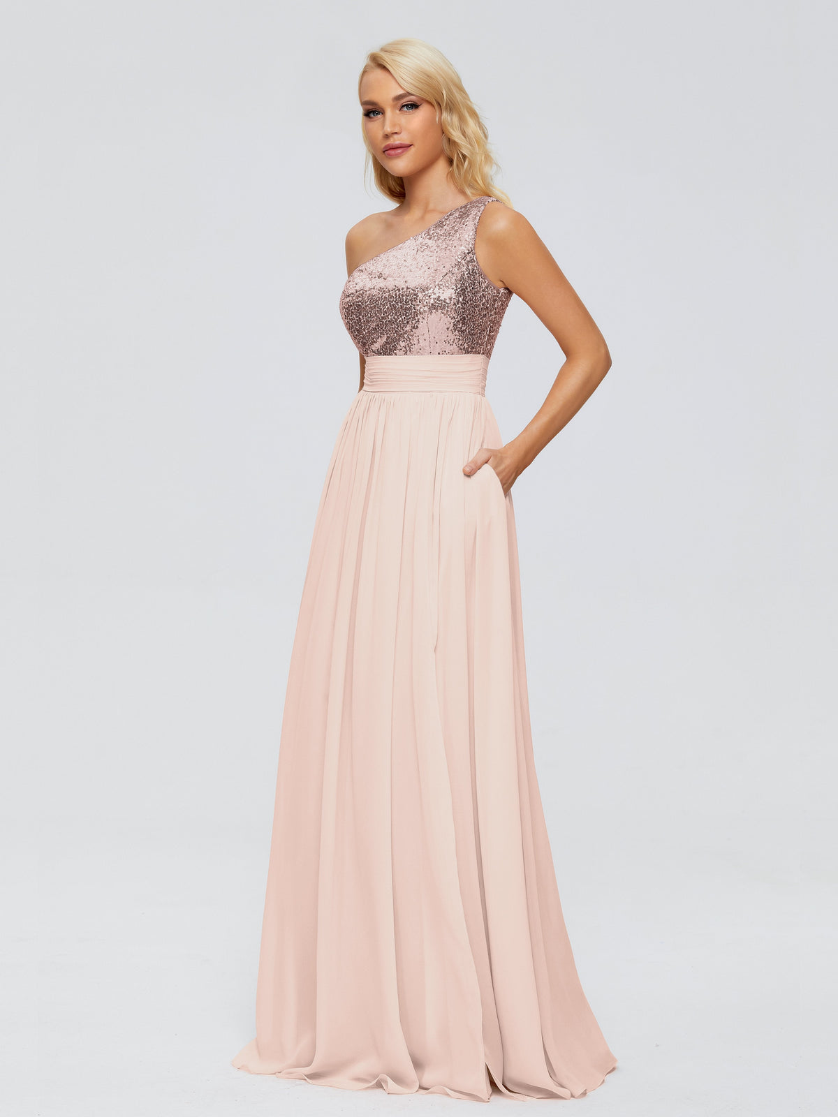 Margaret One-Shoulder Sequins Prom Dresses