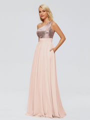 Margaret One-Shoulder Sequins Prom Dresses