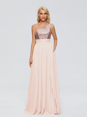 Margaret One-Shoulder Sequins Prom Dresses