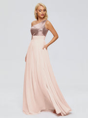 Margaret One-Shoulder Sequins Prom Dresses