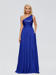 Margaret One-Shoulder Sequins Prom Dresses