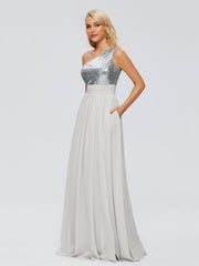 Margaret One-Shoulder Sequins Prom Dresses