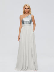 Margaret One-Shoulder Sequins Prom Dresses