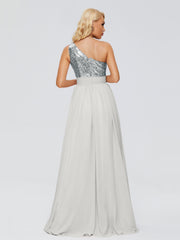Margaret One-Shoulder Sequins Prom Dresses