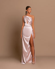 Mauve Ball Gown with Skeleton Print and Slit
