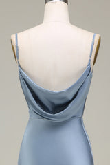 Cowl Neck and Back Maxi Dress in Dusty Blue