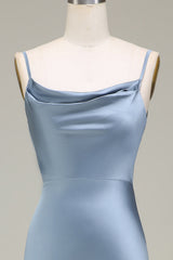Cowl Neck and Back Maxi Dress in Dusty Blue