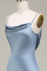 Cowl Neck and Back Maxi Dress in Dusty Blue