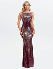 Mermaid / Trumpet Sexy Sparkle & Shine Party Wear Formal Evening Dress Jewel Neck Sleeveless Floor Length Sequined with Sequin