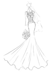 Mermaid Bateau Neck Sleeveless Lace Appliqued Bridal Dresses