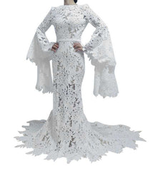 Mermaid Bohemian Lace Wedding Dresses Long Flare Sleeves VW2218