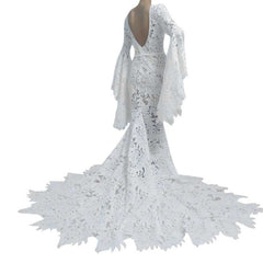 Mermaid Bohemian Lace Wedding Dresses Long Flare Sleeves VW2218