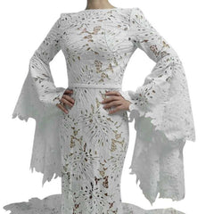 Mermaid Bohemian Lace Wedding Dresses Long Flare Sleeves VW2218
