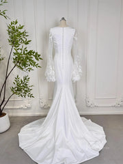 Mermaid Boho Wedding Dresses Long Lace Flare Sleeves,Square Neck 80011