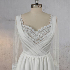 Mermaid Chiffon Long Sleeves Wedding Dress with Slit