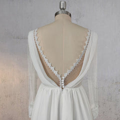 Mermaid Chiffon Long Sleeves Wedding Dress with Slit