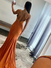 Molly | Mermaid Deep V-Neck Beaded Satin Long Prom Dress