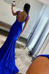 Molly | Mermaid Deep V-Neck Beaded Satin Long Prom Dress