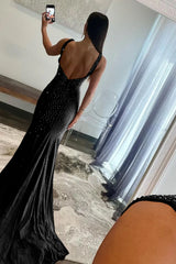 Molly | Mermaid Deep V-Neck Beaded Satin Long Prom Dress
